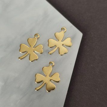 Підвіска конюшина з нержавіючої сталі 10*14мм золото пд46 фото