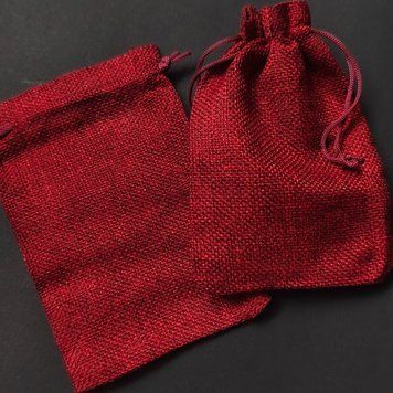 Мішечок для прикрас із мішковини колір бордо 10*14см 1 шт pack107 фото