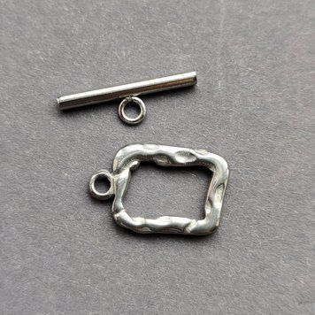 Застібка тогл мятий метал нержавіюча сталь 13.5*20.5мм колір срібло тгл7 фото