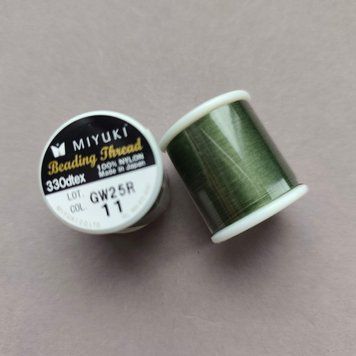 Нитка бісерна Miyuki (50 м) нейлон, зелена nt25 фото