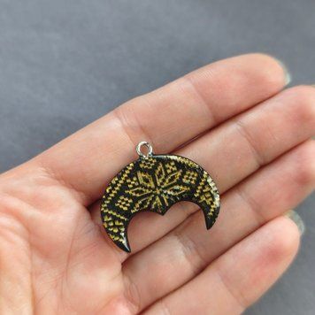 Лунниця з полімерної глини розпис 30*22мм (ручна робота) пг14 фото